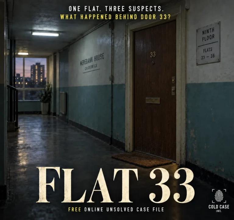 Flat 33 free case file cover showing the door to flat 33 at Merebank House